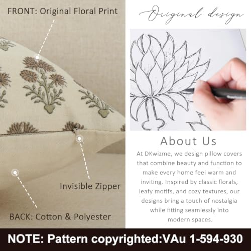 Farmhouse Floral Pillow Covers 18x18 Set of 2, Country Botanical Throw Pillow - Image 3