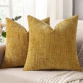decorUhome Textured Chenille Throw Pillow Covers 18x18 Set of 2 Yellow by decorUhome