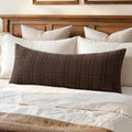 MIULEE Long Lumbar Throw Pillow Cover 14x36 Soft Linen Check Decorative by MIULEE