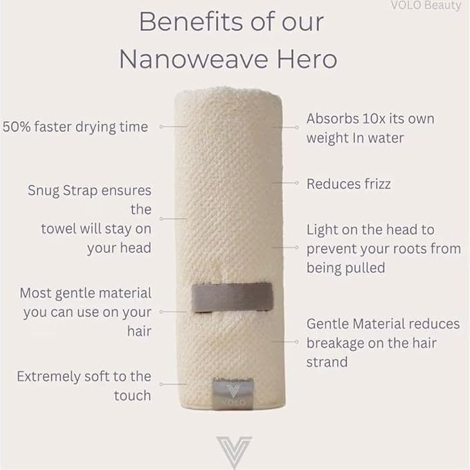 VOLO Hero Hair Towel – Ultra Soft Nanoweave™ Microfiber, Super Absorbent Quick - Image 3