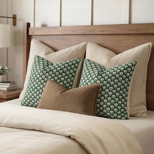 MIULEE Floral Print Decorative Euro Pillow Covers 22x22 Forest Green - Image 5