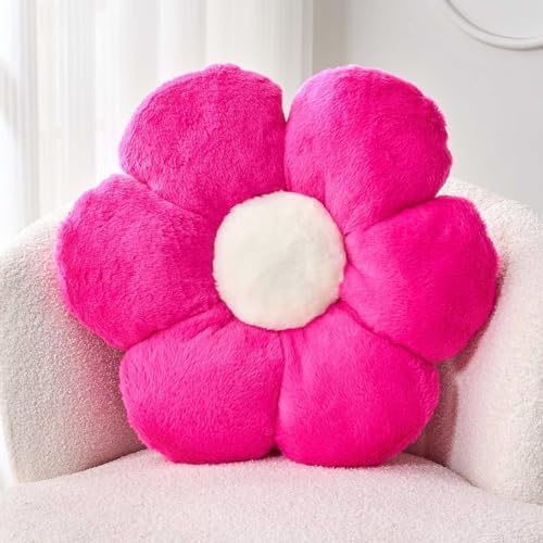 Kcvvcr Hot Pink Flower Pillow, Cute Decorative Flower Shaped Throw Pillow by Kcvvcr