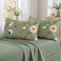 Bedorm 100% Cotton Pillowcases Set of 2 Queen Size Green Floral Pillow Cover by Bedorm