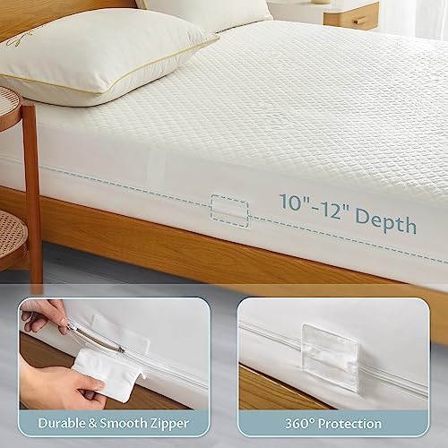 Reaks Zippered Mattress Protector Twin XL Size, Waterproof, 10-12" Deep - Image 4