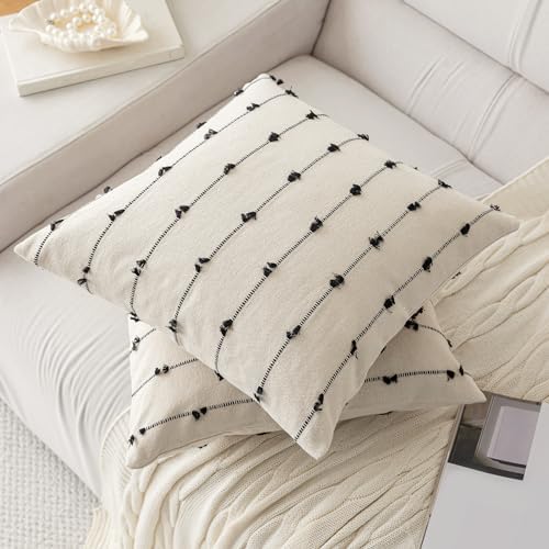 YEENAASY Boho Throw Pillow Covers 22x22 Set of 2 Farmhouse Pillow Cases - Image 2