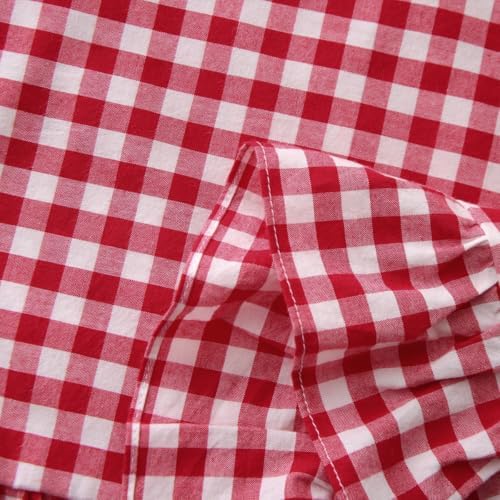 Silnuo Red/White Gingham Ruffle Throw Pillow Covers Set of 2 - Image 6