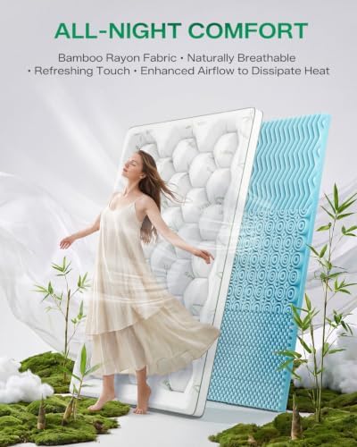 Dual Layer 4 Inch Twin Size Mattress Topper, Memory Foam Mattress Topper - Image 2