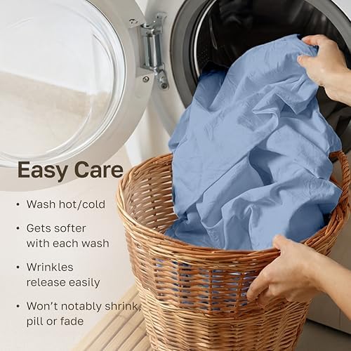 California Design Den 100% Organic Cotton King Sheet Set, Light Blue - Image 6