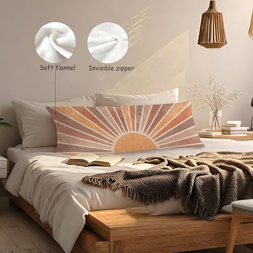 Retro Boho Sun Sunshine 20x54 Body Pillow Cover Case, Mid Century Modern Boho - Image 3