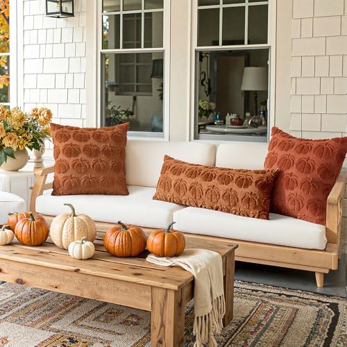 MIULEE Fall Pillow Covers Pumpkin Fall Decor 26x26 Dark Rust - Image 4