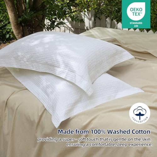 CHUFFED 100% Cotton Waffle Weave Pillowcases 2 Pack King Size, 20x36 Inches - Image 2