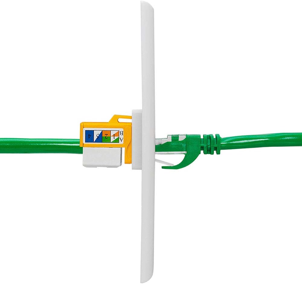 Cmple - RJ45 Keystone Jack 90 Degree Cat6 Keystone Jack Insert Punch Down RJ45 Connectors Female for Wall Plates, Patch Panels, Patch Cables, Ethernet Cables - Yellow