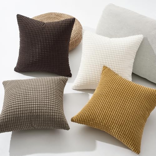 Topfinel Pack of 4 Gold Brown Throw Pillow Covers 18x18 Inch - Image 3