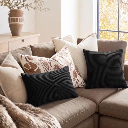 Fancy Homi 2 Packs Black Samll Decorative Throw Pillow Covers 12x12 Inch - Image 5