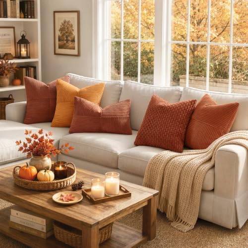 MIULEE Fall Rust Decorative Lumbar Throw Pillow Covers 12x20 Inch 2 Pack - Image 5