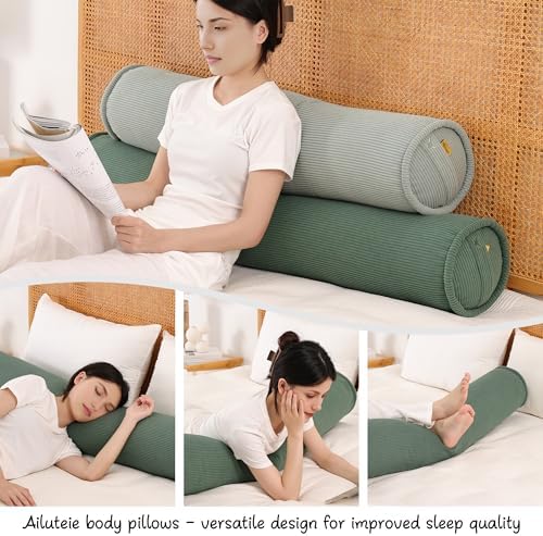 Corduroy Body Pillow, Round Bolster Cylinder Pillow - Image 6