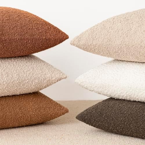 Foindtower Decorative Textured Boucle Throw Pillow Cover 24x24 Burnt Orange - Image 5