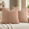 decorUhome Chenille Throw Pillow Covers 22x22 Set of 2, Dusty Pink by decorUhome