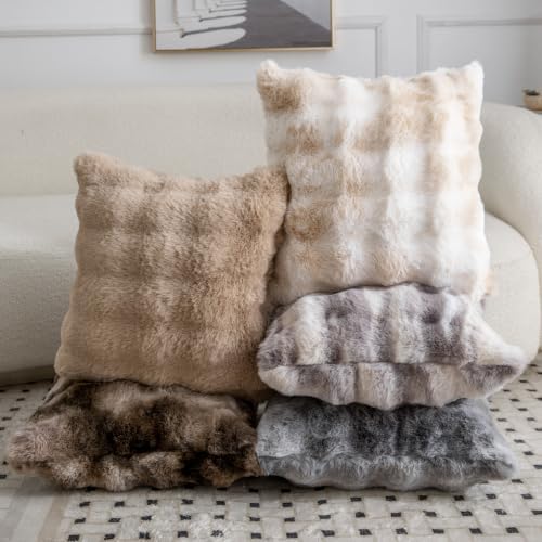 MADIZZ Pack of 2 Thick Plush Faux Wool Throw Pillow Covers Soft Boho Throw - Image 5