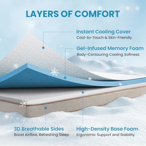 BedStory Cooling Mattress Topper King Size 4 Inch, Gel Infused Memory Foam - Image 2
