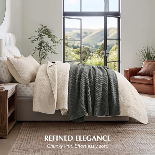 EVERGRACEHOME Chunky Chenille Knit Throw Blanket, 50 x 60, Charcoal Gray - Image 5