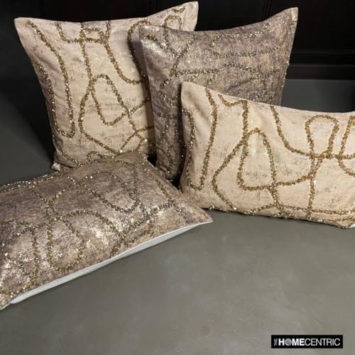 The HomeCentric Decorative Lumbar Pillow Cover Gold, Hand Embroidery Oblong - Image 6