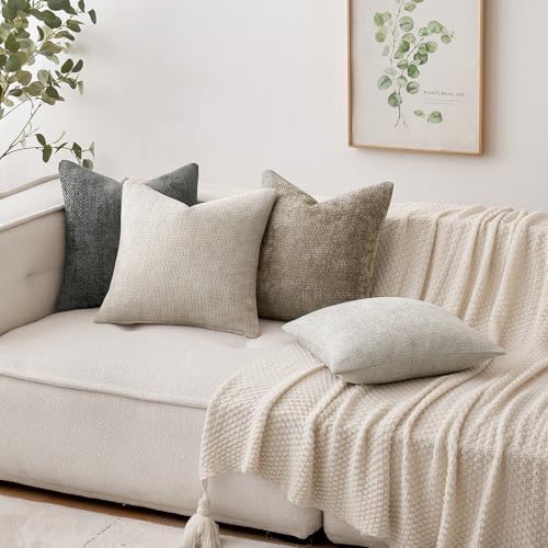 MIULEE Decorative Couch Throw Pillow Covers 20x20 Inch Grey-White 2 Pack - Image 3