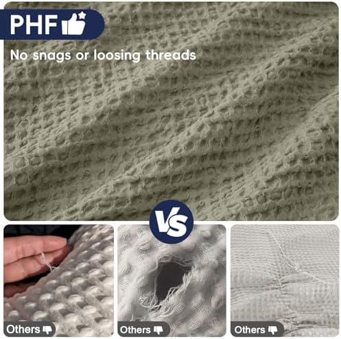 PHF Ultra Soft Waffle Pillow Shams Standard 20"x26", Dusty Sage, No Insert - Image 4