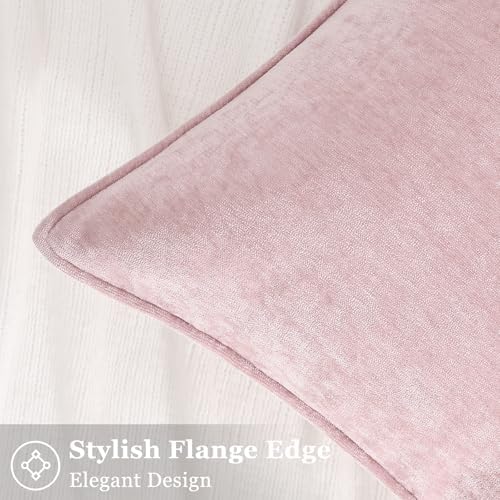 decorUhome Chenille Blush Pink Velvet Throw Pillow Covers 24x24 Set of 2 - Image 3