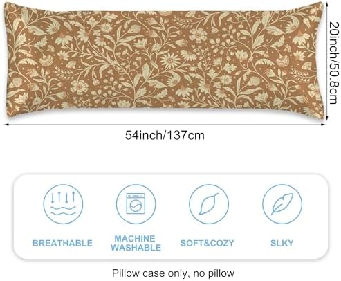 Body Pillow Cover with Zipper, Fantasy Flowers Imitation Silk Long Pillow Case - Image 2