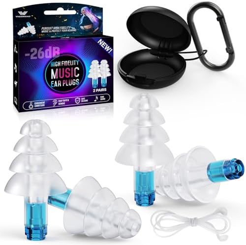 Concert Ear Plugs, 2 Pairs Adults Soft Silicone Reusable High Fidelity Musician by VIGOROAD