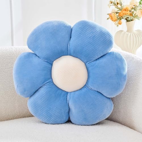 Kcvvcr Dusty Blue Flower Pillow, 17.7" Cute Flower Shaped Floor Pillow by Kcvvcr