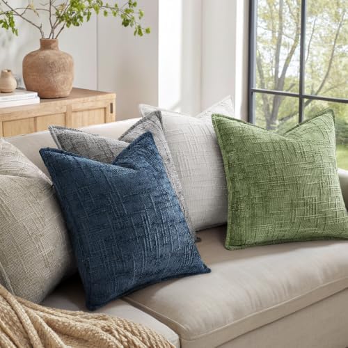 decorUhome Chenille Throw Pillow Covers 22x22 Set of 2, Sage Green - Image 6