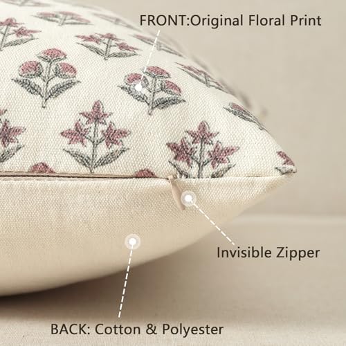 YCOLL Farmhouse Floral Pillow Covers 18x18 Set of 2, Rustic Country Decorative - Image 3