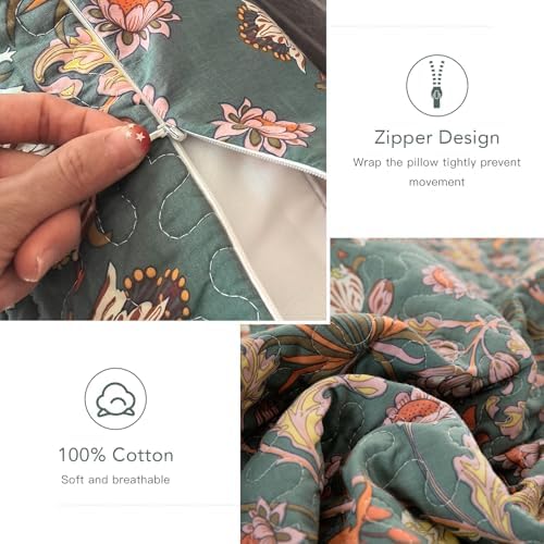 Lady Ann Cotton Throw Pillow Covers Set, Vibrant Paisley Floral Pattern Plant - Image 6