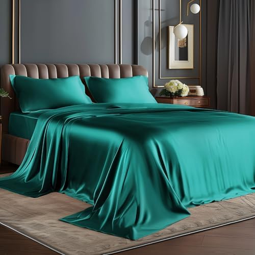 BEDELITE Satin Sheets Full Size Bed Set, 4 Pieces by BEDELITE