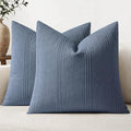MIULEE Decorative Striped Throw Pillow Covers 18x18 Inch Blue 2 Pack by MIULEE