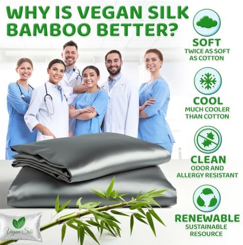 Bamboo Pillowcase, Cooling Pillow Cases, King Size, Dark Gray - Image 5