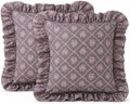 Floral Throw Pillow Covers 20x20, Dusty Mauve, Ruffle Trim, 2 Pack by Jilboo