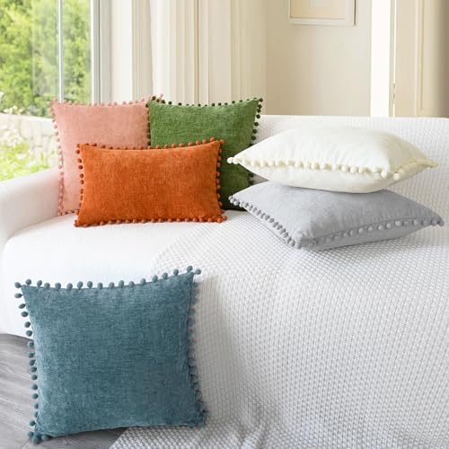 CaliTime Decorative Couch Throw Pillow Covers 16 X 16 Inches Smoke Blue - Image 4