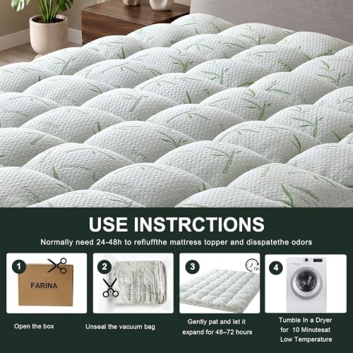 4 Inch Mattress Topper Memory Foam Cooling Bamboo King Size - Image 4