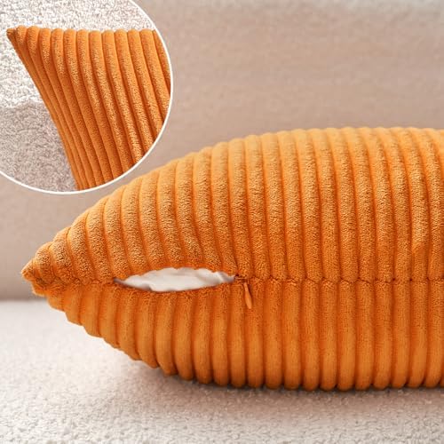 MIULEE Fall Euro Corduroy Throw Pillow Covers Set of 2 24x24 Orange - Image 5