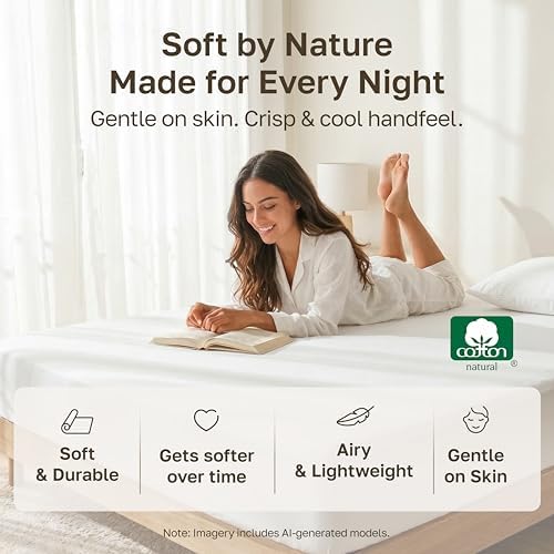 Soft Natural 100% Cotton Sateen King Size Fitted Sheet, Light Grey - Image 6