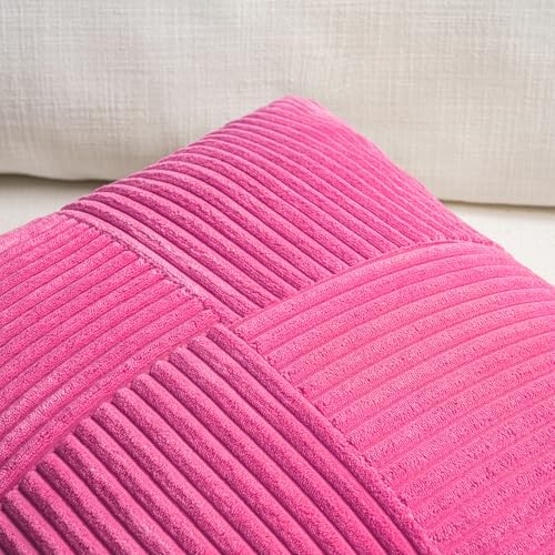 Fancy Homi 2 Packs Hot Pink Decorative Throw Pillow Covers 18x18 Inch - Image 3