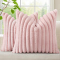 decorUhome Fall Faux Fur Throw Pillow Covers 24x24 Set of 2 Pink by decorUhome