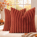 decorUhome Fall Faux Fur Throw Pillow Covers 26x26 Set of 2 Rust by decorUhome