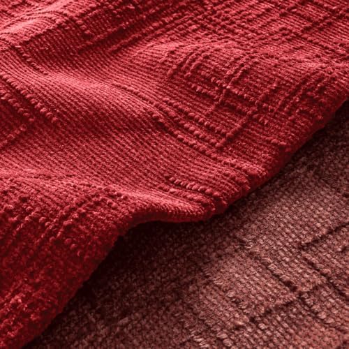 MIULEE Chenille Textured Throw Pillow Covers Red 16x16 Set of 2 - Image 2