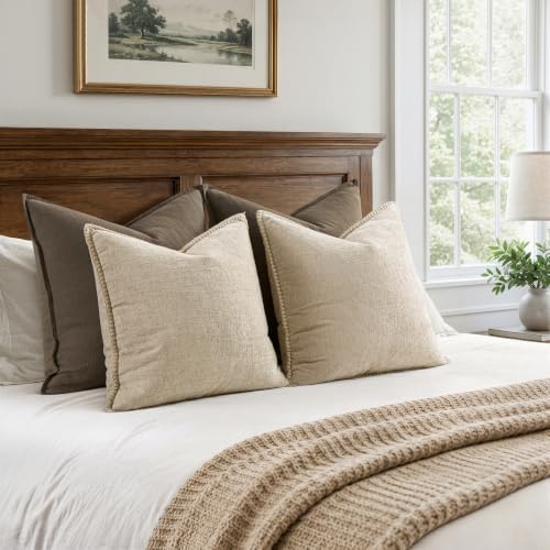 MIULEE Decorative Couch Throw Pillow Covers 18x18 Inch Beige 2 Pack - Image 6