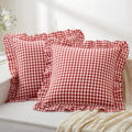 KKJIAF 2 Pcs Ruffle Gingham Pillow Covers 20" x 20" by KKJIAF