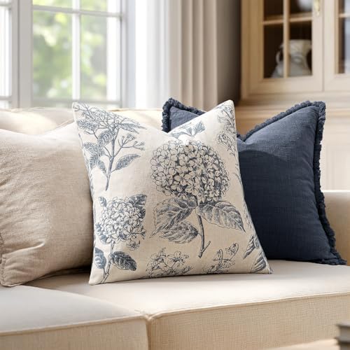 Set of 2 Decorative Floral Pillow Covers 20x20 Inch Light Blue - Image 3